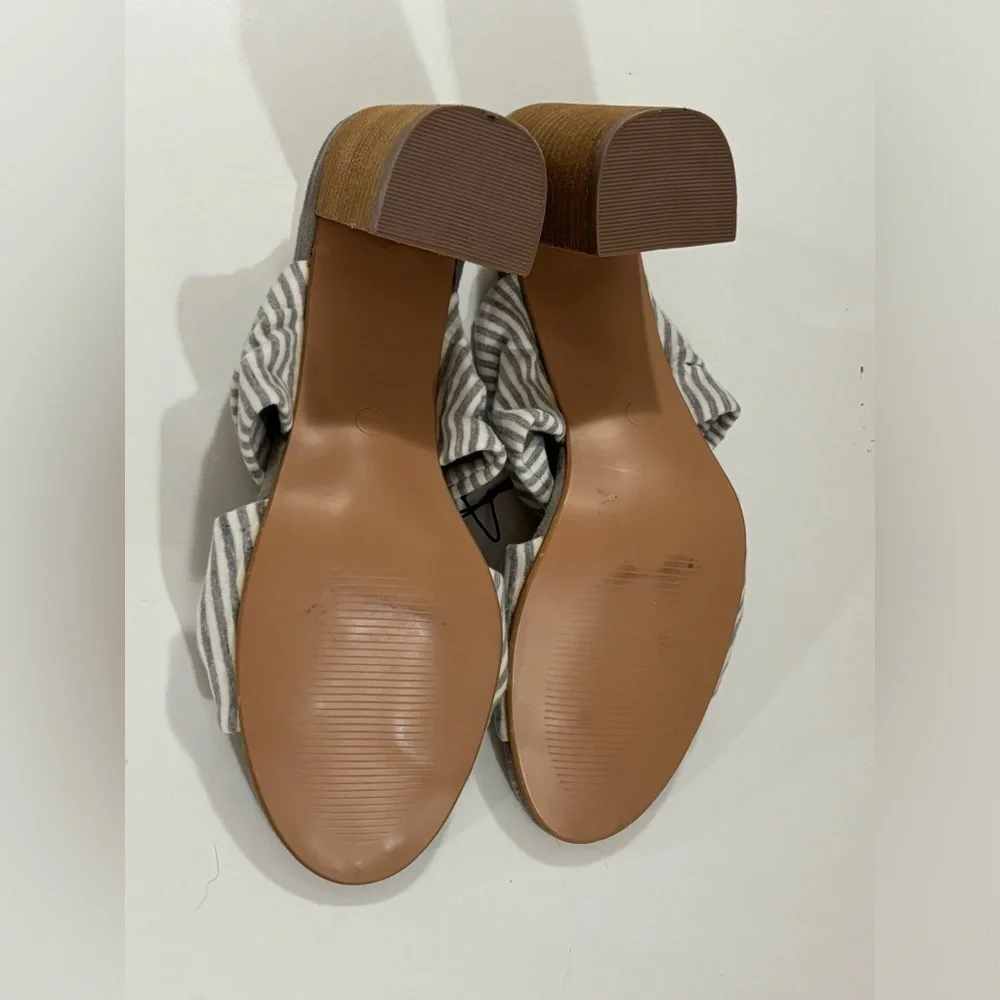 NWT Altar’d State CCOCCI Honey Gray White Stripe Knotted Block Heel Sand…